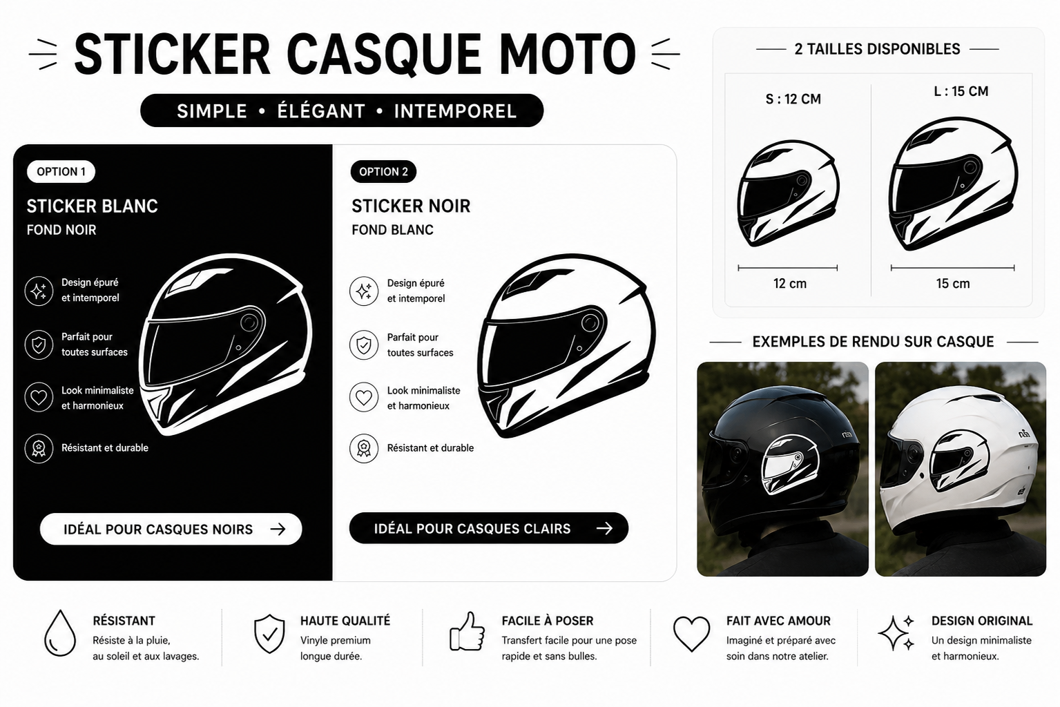 Sticker Casque Moto Minimaliste