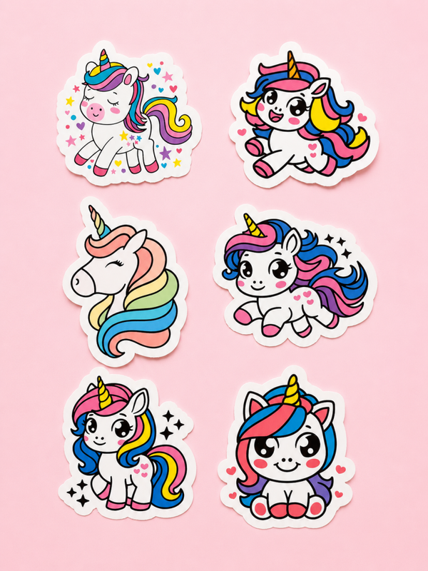 Lot de 6 Stickers Licornes