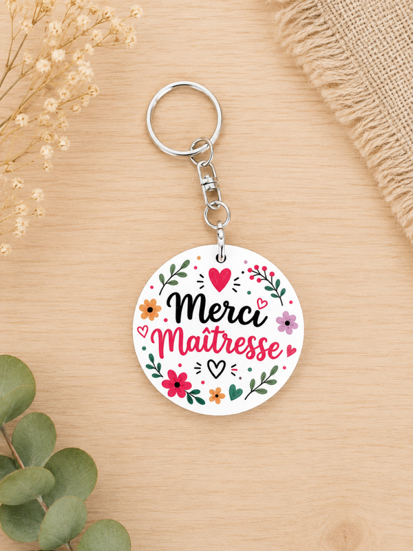 Porte-clés de remerciement – Maîtresse, ATSEM, Nounou ou Maître
