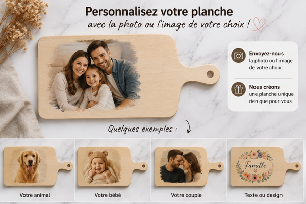 Décoration en bois personnalisée – Photo, image ou texte de votre choix