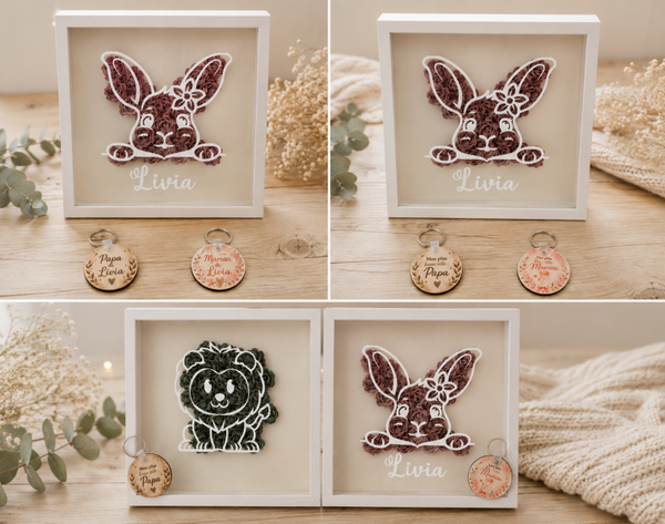 Box Naissance Essentielle – Cadre & Porte-clés Papa/Maman