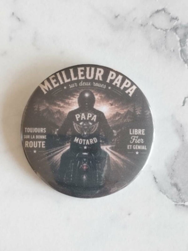Badge Meilleur Papa Motard – Cadeau original pour papa motard
