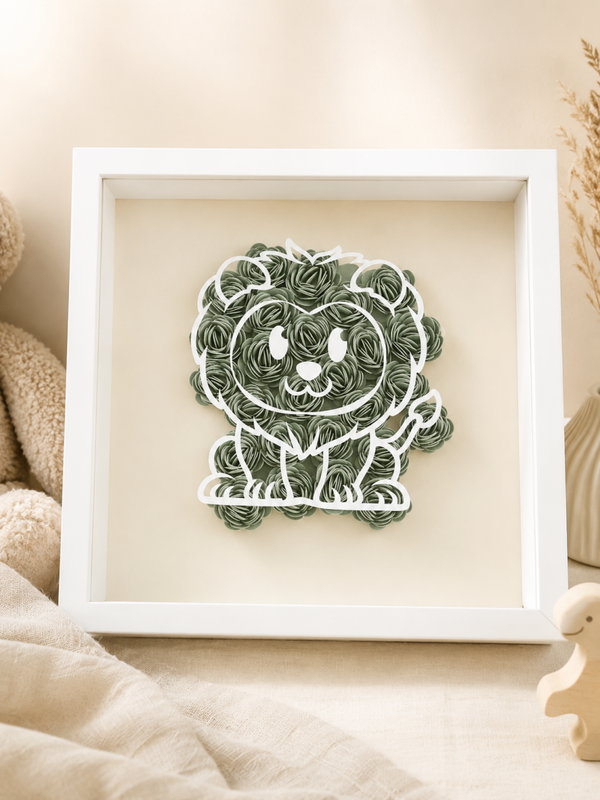 Cadre lion fleuri personnalisé