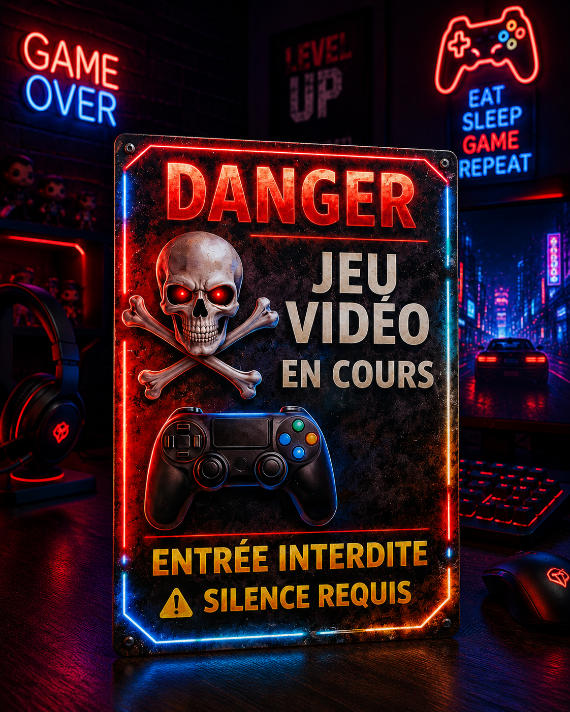 Plaque déco gamer Danger