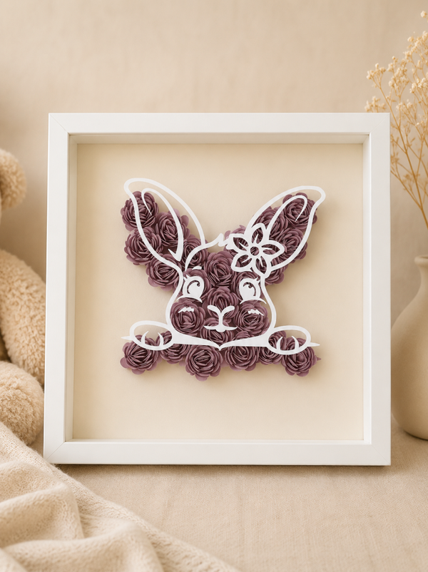 Cadre lapin fleuri personnalisé