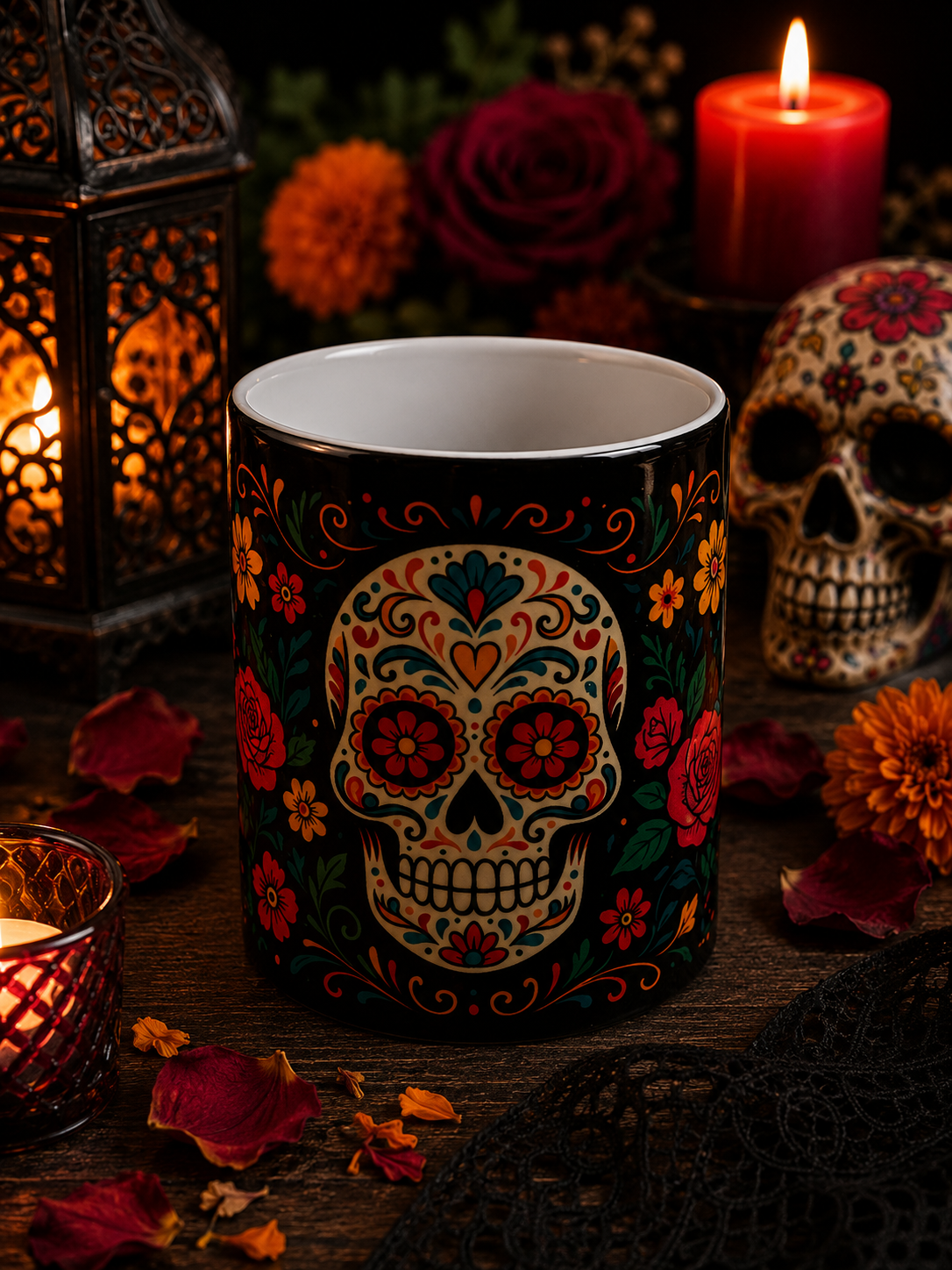 Mug Calavera fleurie