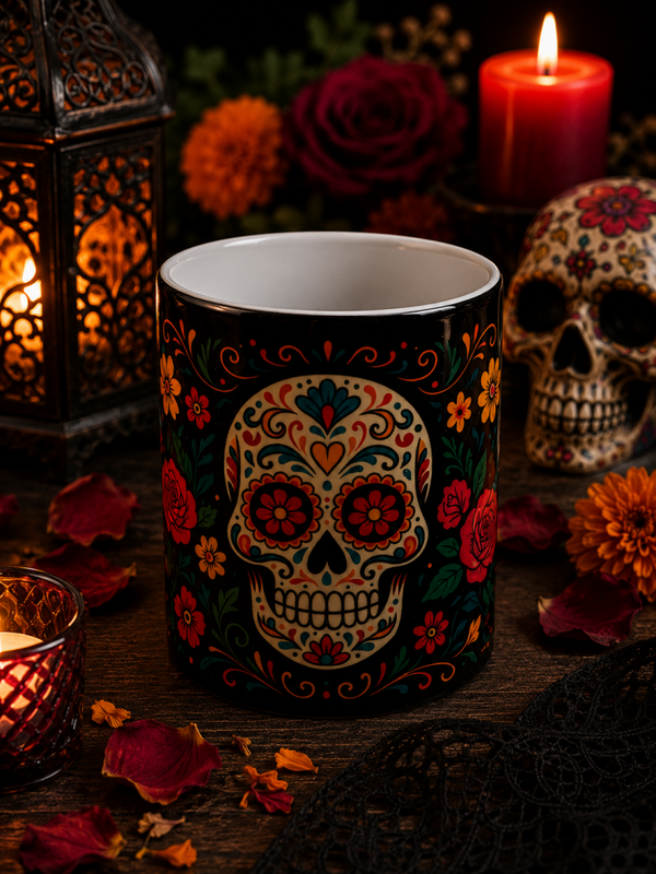 Mug Calavera fleurie