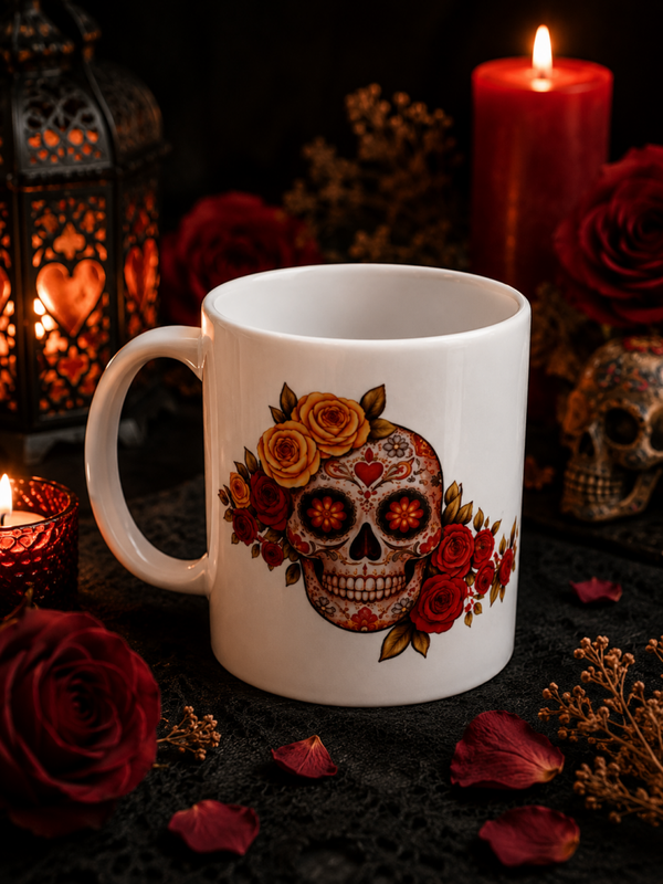 Mug Calavera fleurie