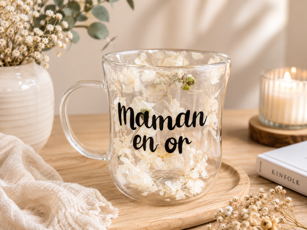 Mug personnalisé fleurs séchées