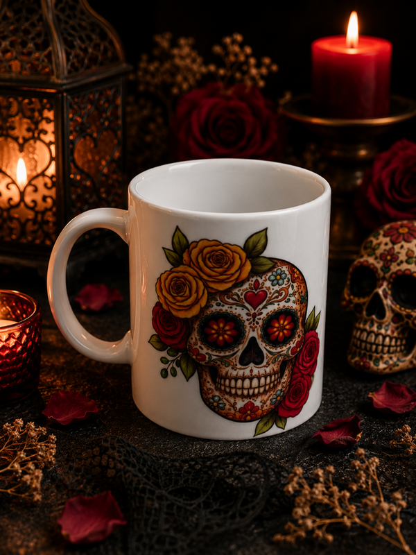 Mug Calavera fleurie