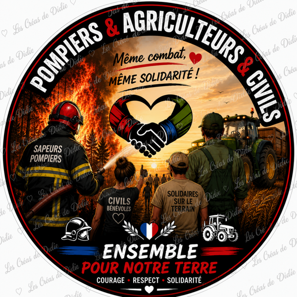 Sticker Pompiers, Agriculteurs & Civils – Ensemble pour notre Terre