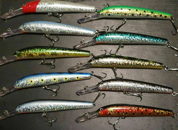 Wobbler 20cm ca 100g verschiedene Farben mit Kugeln innen und 2 Haken