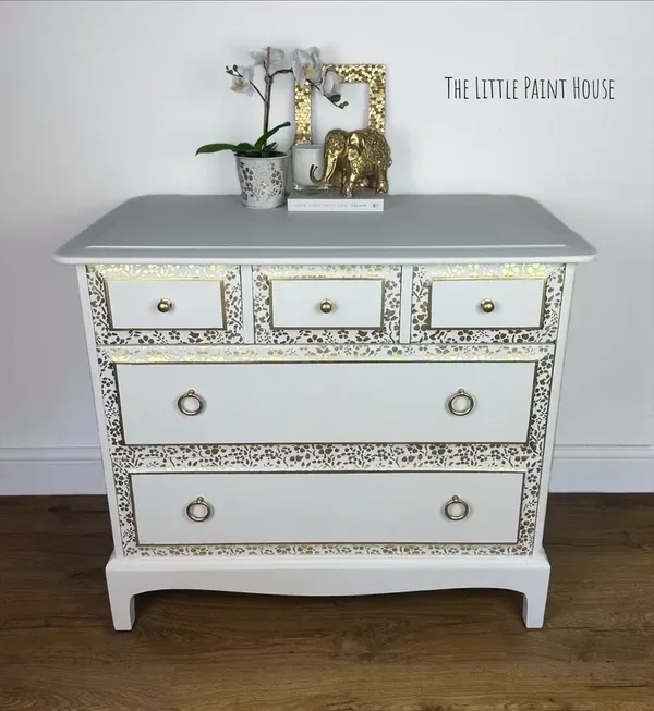 Stag Chest of Drawers White and Gold