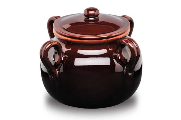 Fagioliera in coccio/terracotta con 4 manici (cm.20)