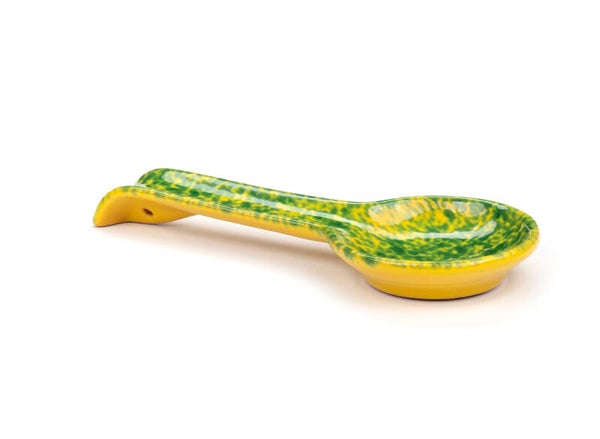 Poggiamestolo marmorizzato GIALLO in ceramica "BAGNOLI"