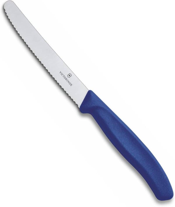 VICTORINOX Coltello Tavola seghettato a punta tonda BLU (lama cm.11)