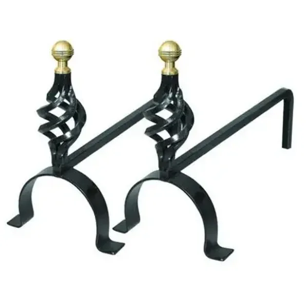 Coppia ALARI medi con pigna cm.36 finitura tonda 12 mm