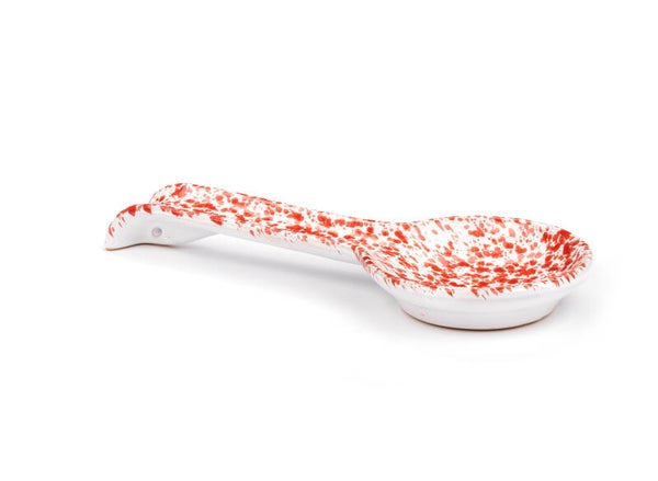 Poggiamestolo marmorizzato ROSSO in ceramica "BAGNOLI"