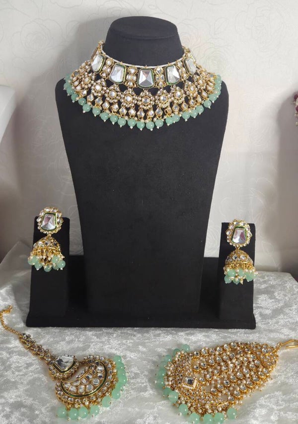 Kundan Anjini set - Mint