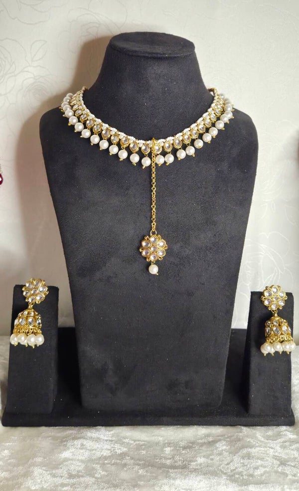 Kundan Set Heermaliya - Champagne