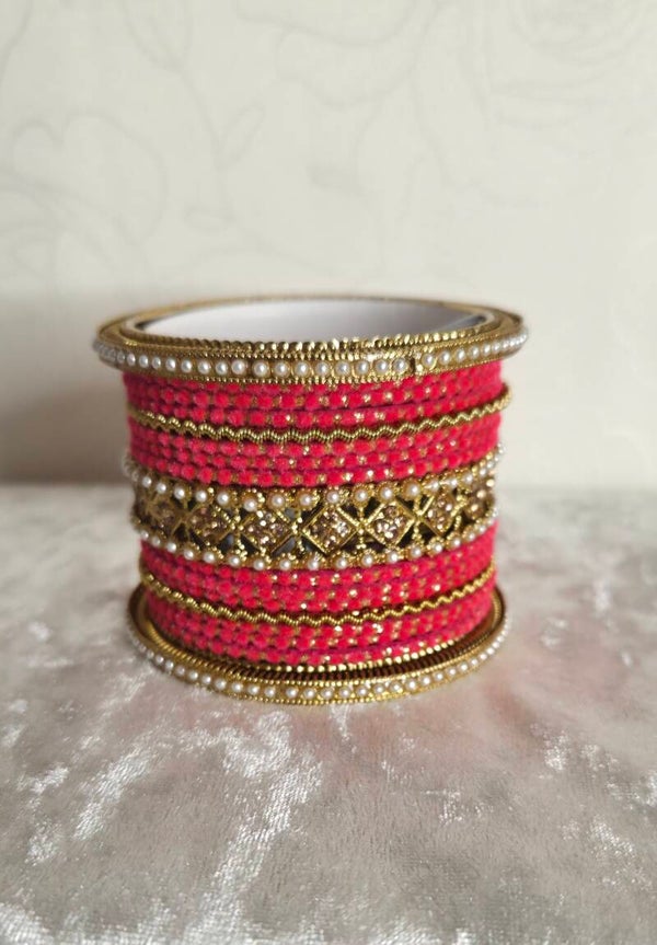 Velvet Chooriya set - Hotpink