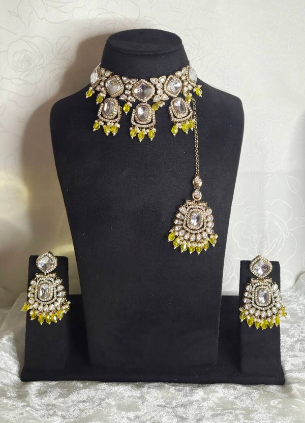 Shanaya Kundan set - Yellow