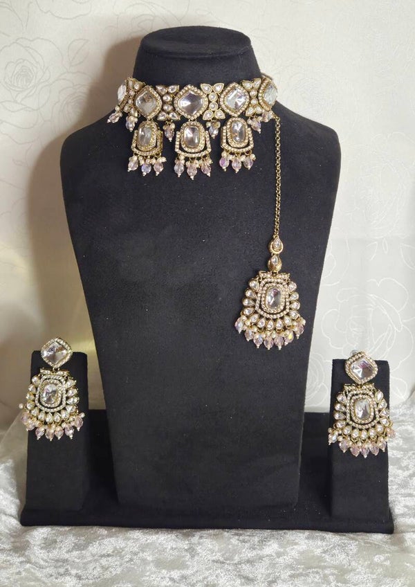 Shanaya Kundan set - Pink