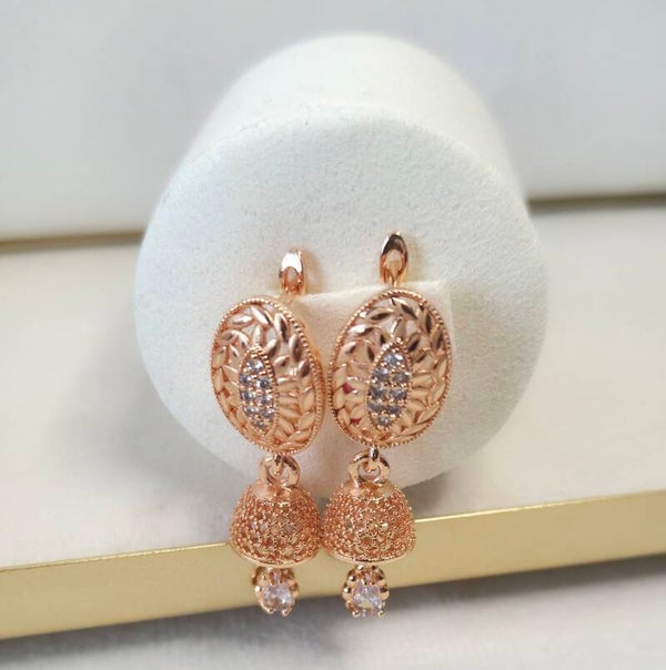 Mini Gold plate jhumki - Crystal