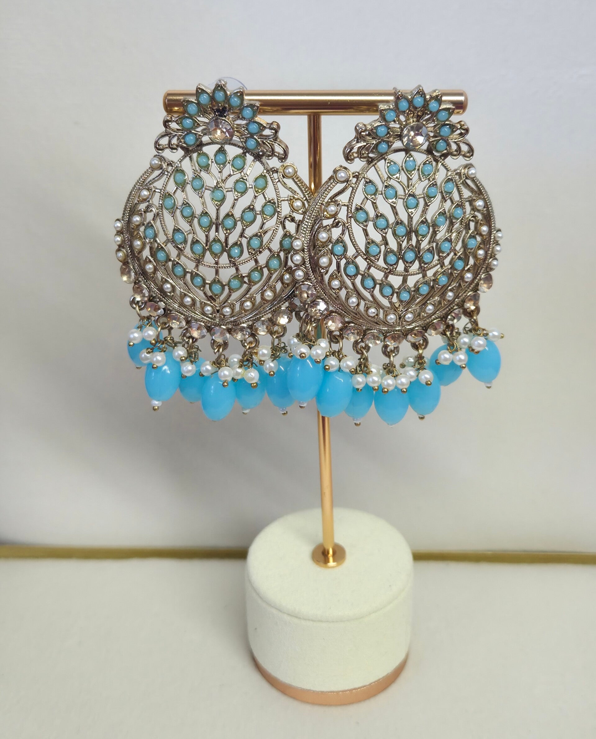 AD Polki Chandbaliya - Light Blue