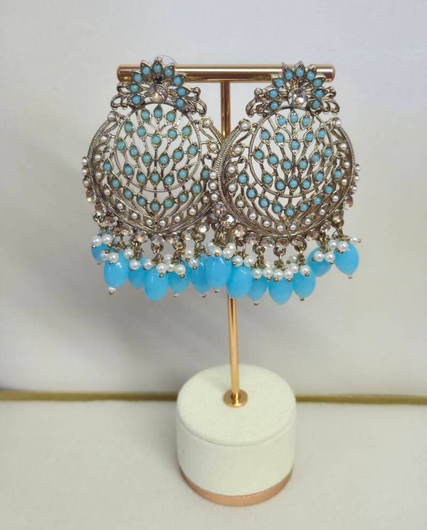 AD Polki Chandbaliya - Light Blue