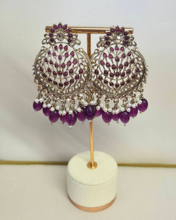 AD Polki Chandbaliya - Dark Purple