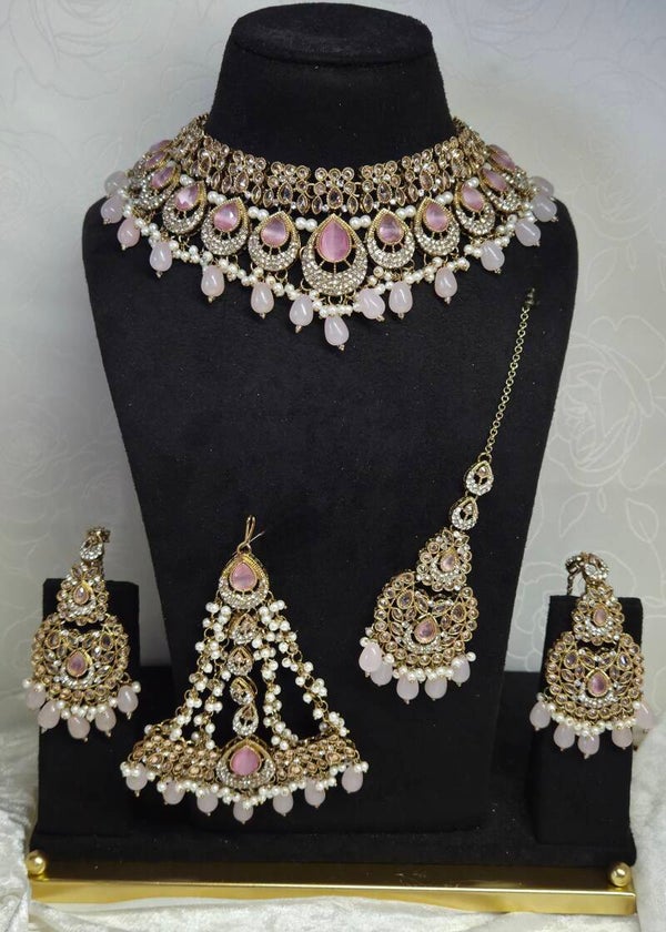 AD Jhoomer set gold - Pink