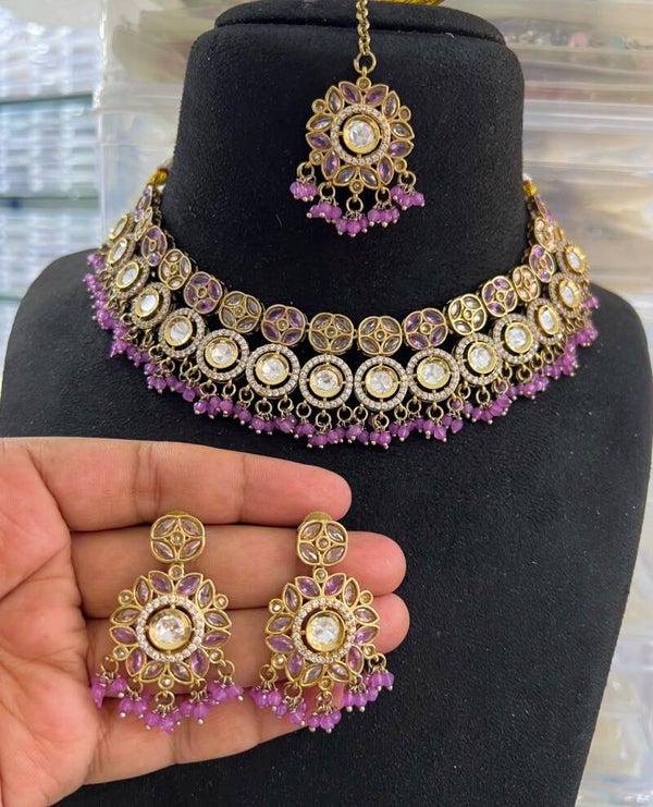 AD Polki Set - Purple