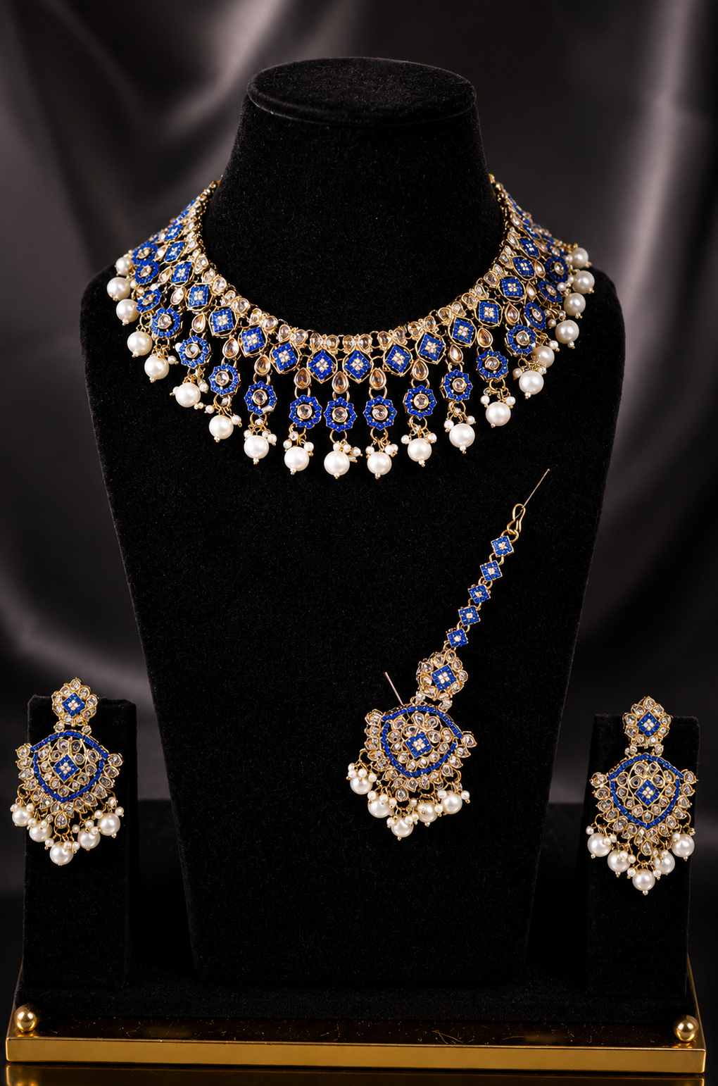 AD Polki Set - Royal Blue