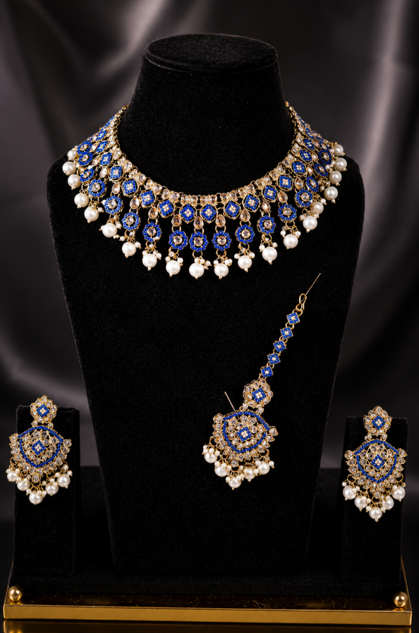 AD Polki Set - Royal Blue