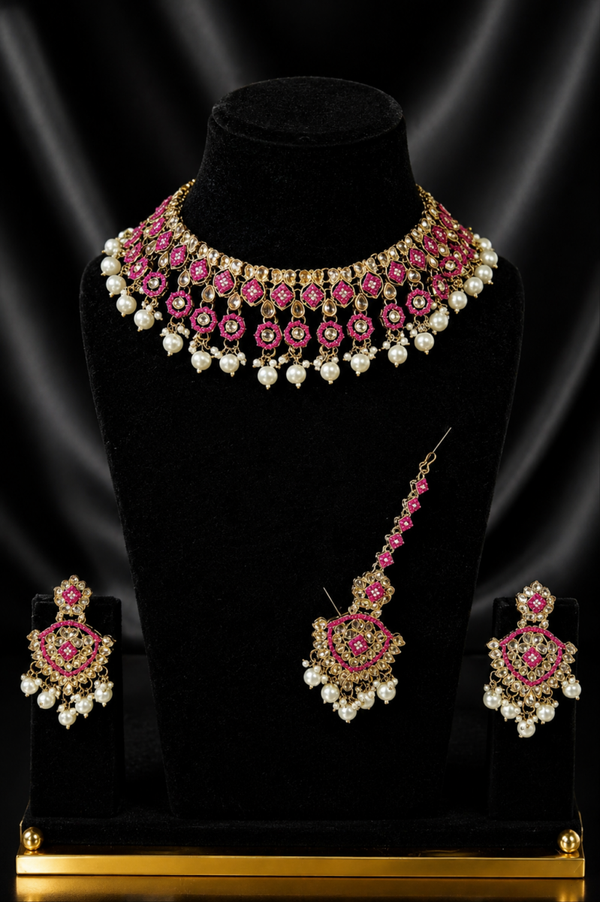 AD Polki Set - Fuchsia