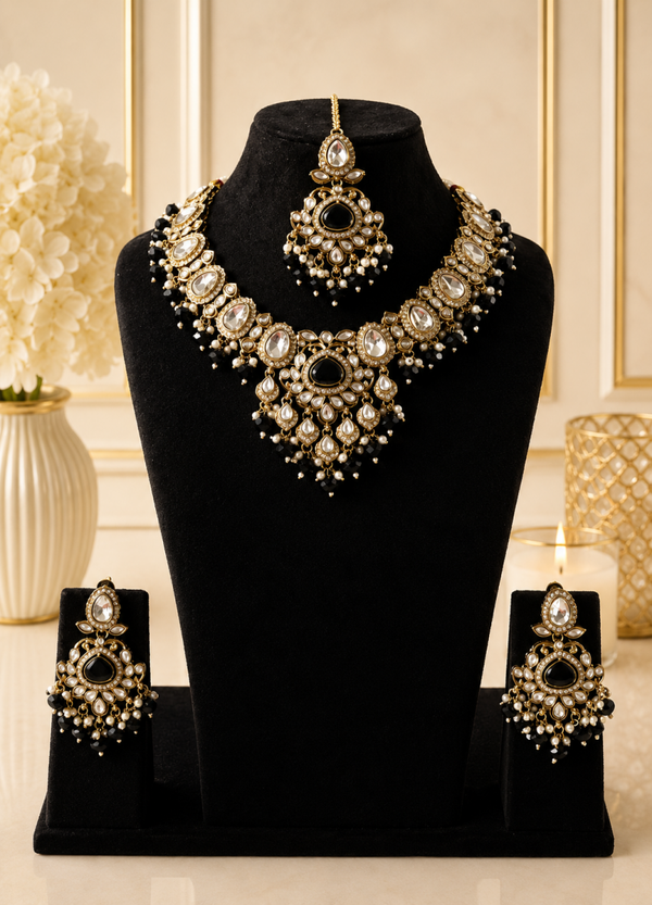Kundan Brass Stone - Black