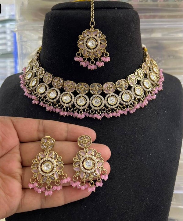 AD Polki Set - Pink