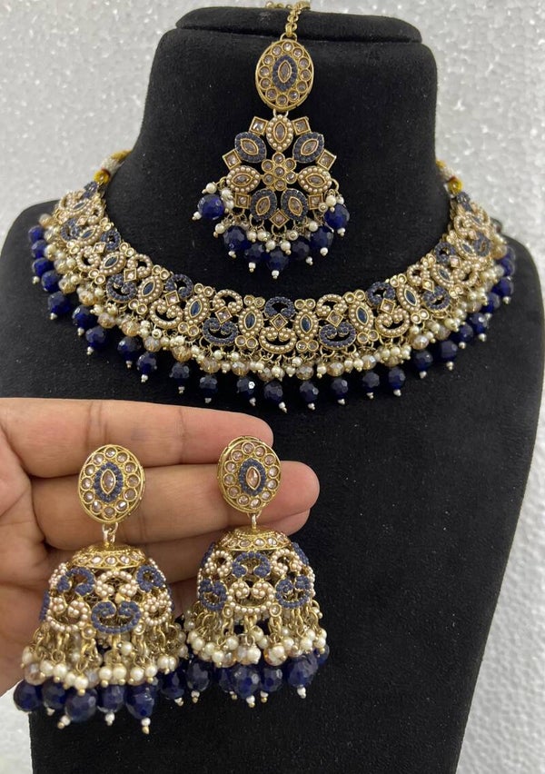 AD Polki Set - Royal Blue
