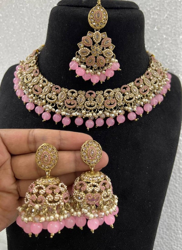 AD Polki Set - Pink