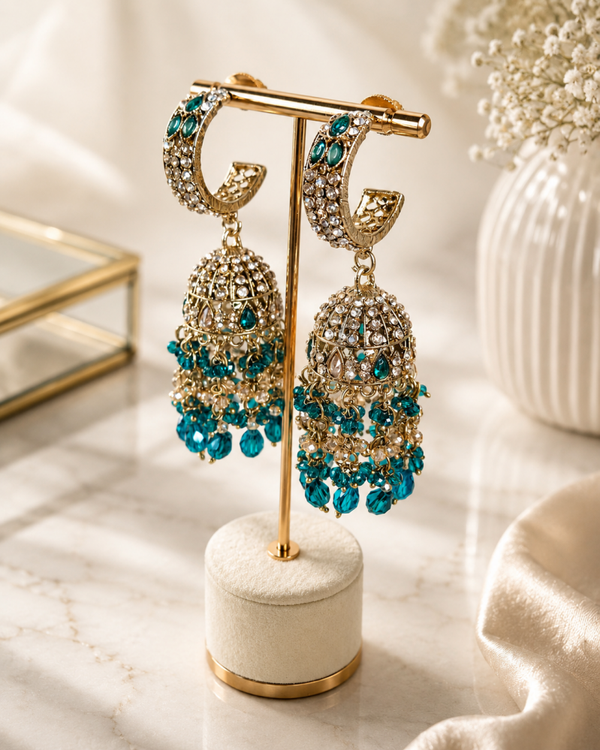 AD Jhumka - Aqua blue
