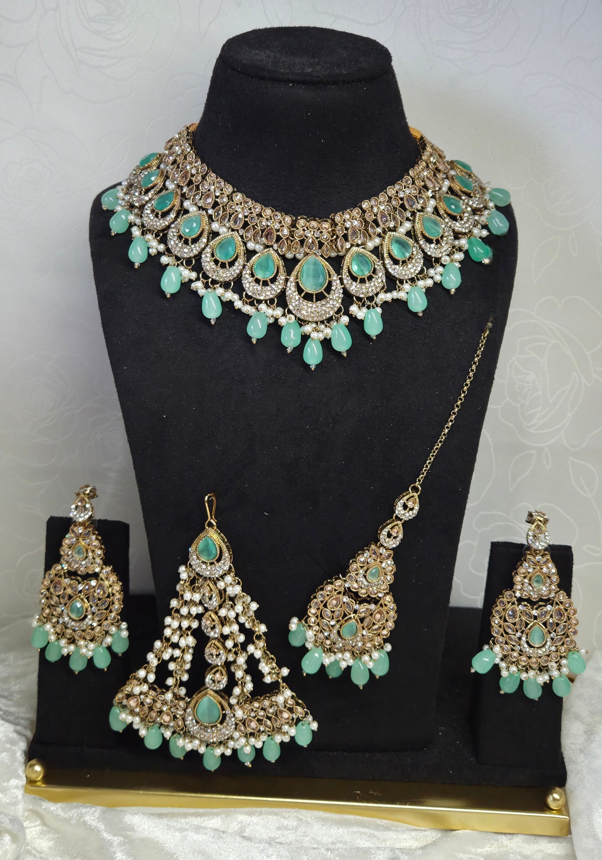 AD Polki Jhoomer set gold - Mint