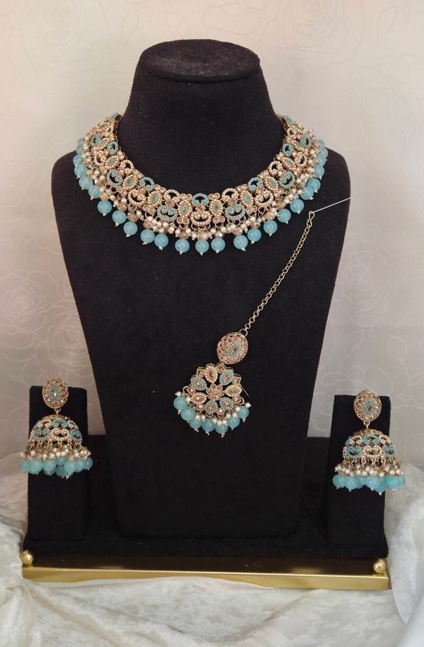 AD Polki Set - Baby Blue