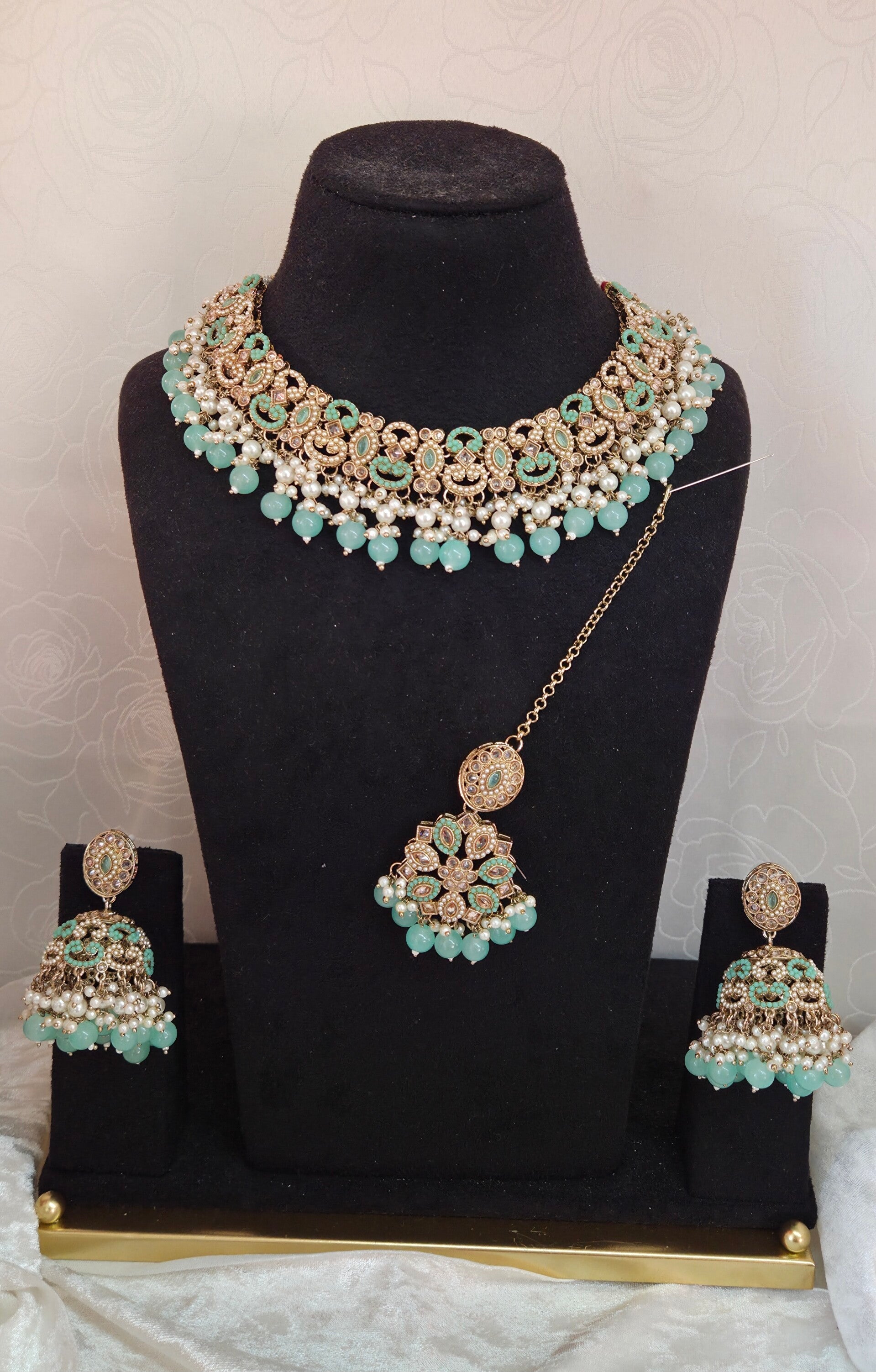 AD Polki Set - Mint