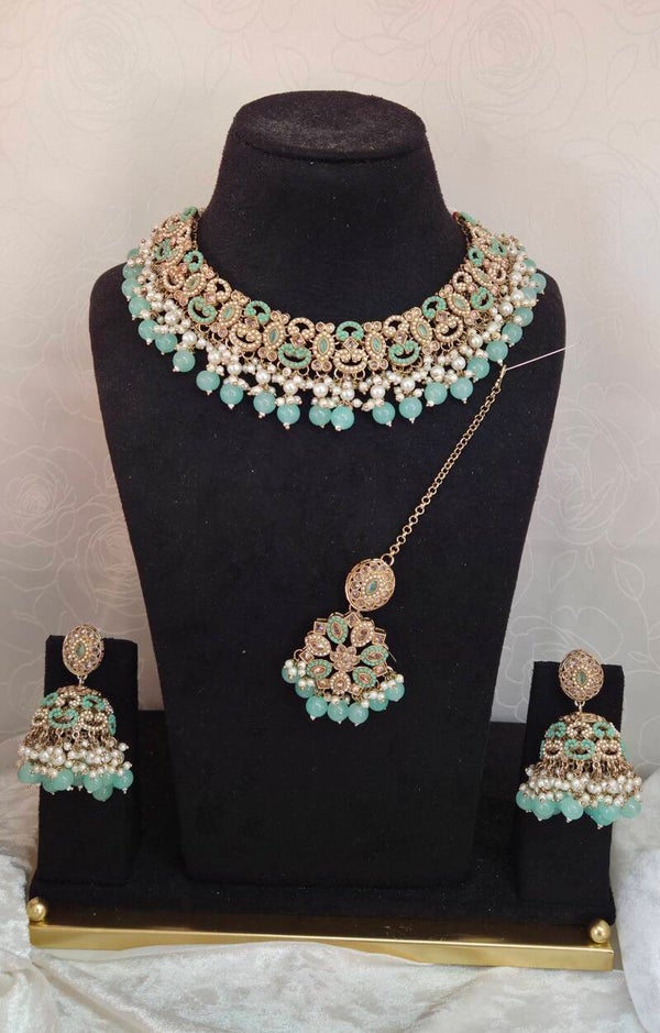 AD Polki Set - Mint