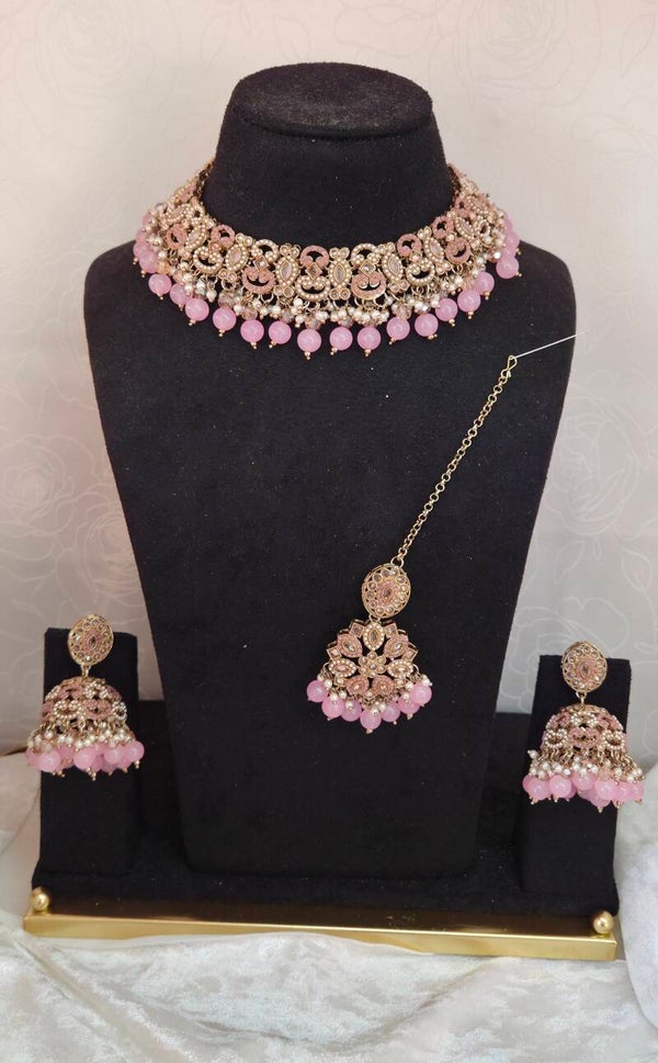 AD Polki Set - Pink