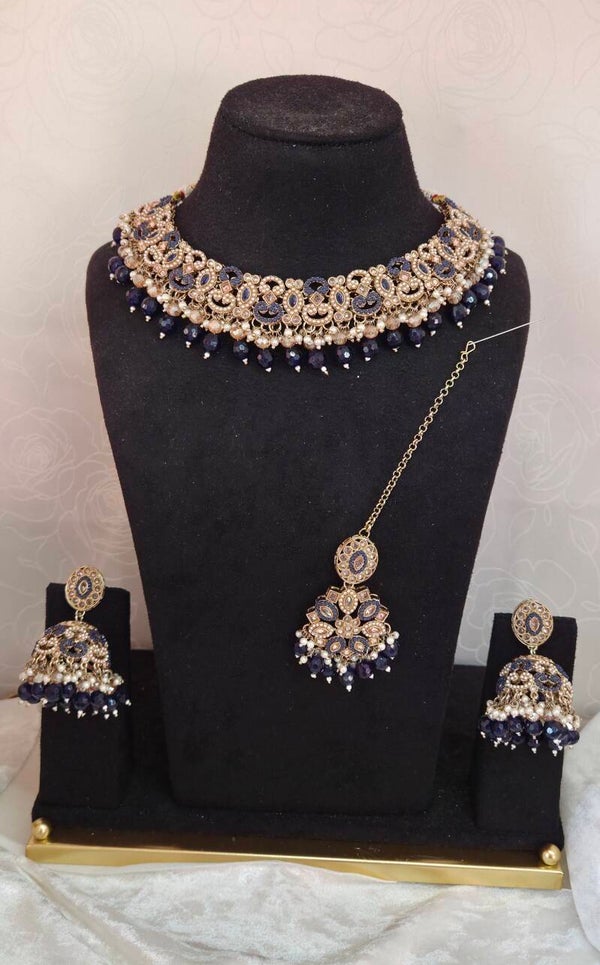 AD Polki Set - Royal Blue