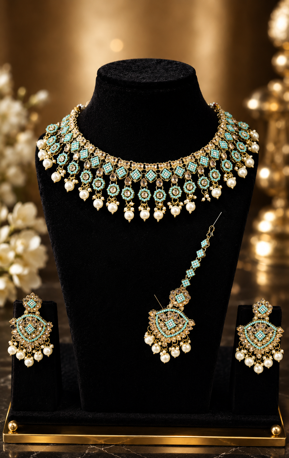 AD Polki Set - Baby Blue