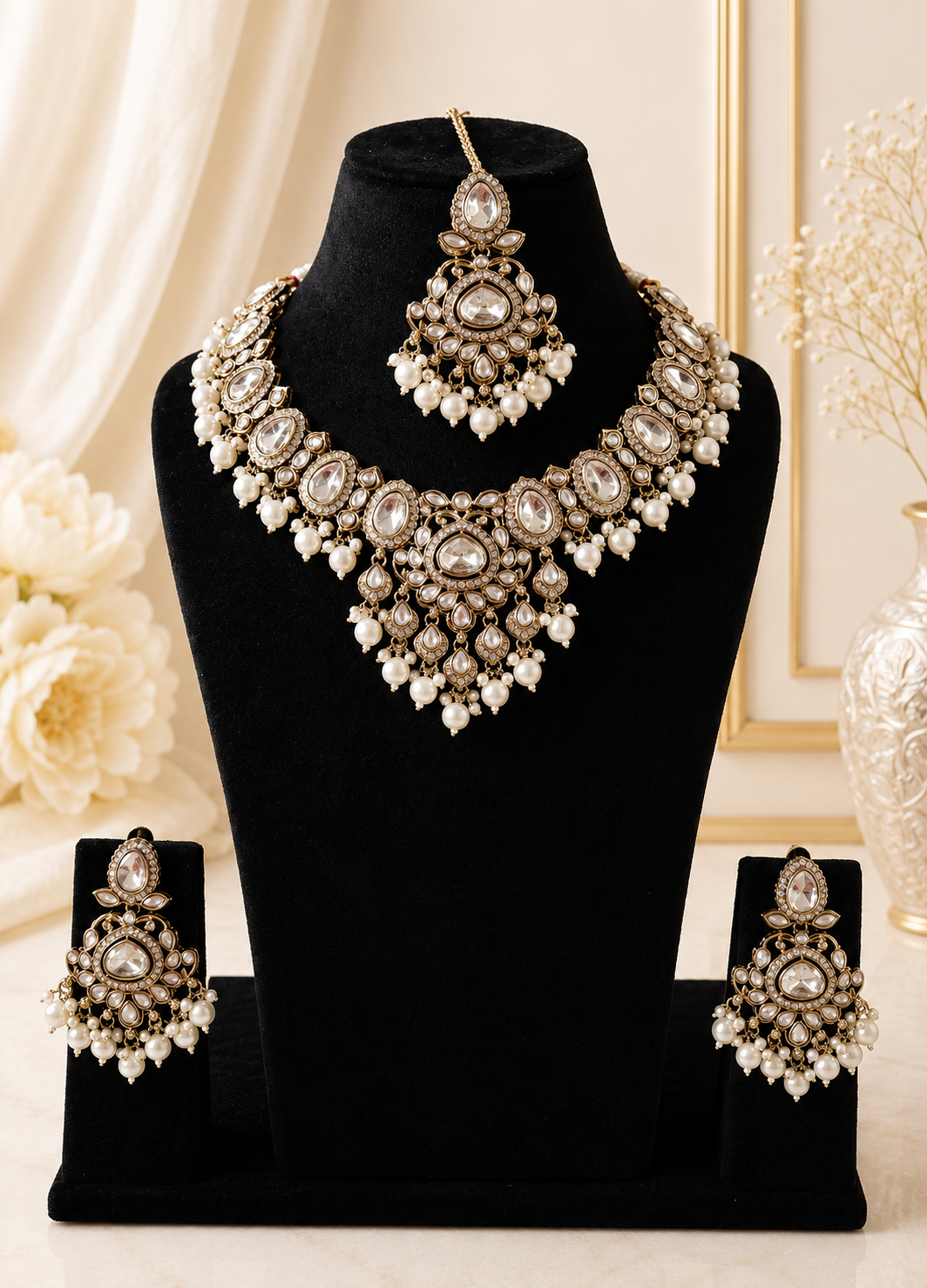 Kundan Brass Stone - Champagne