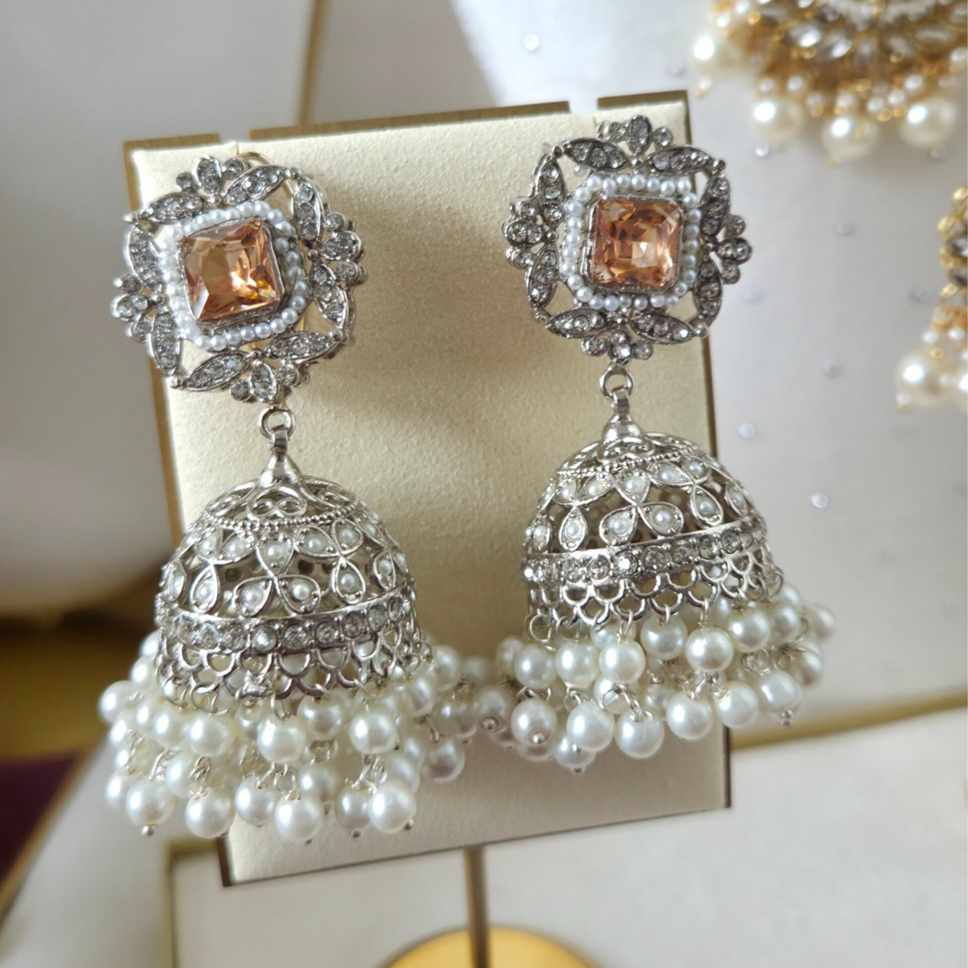 Noratan Jhumki - Champagne Silver D2